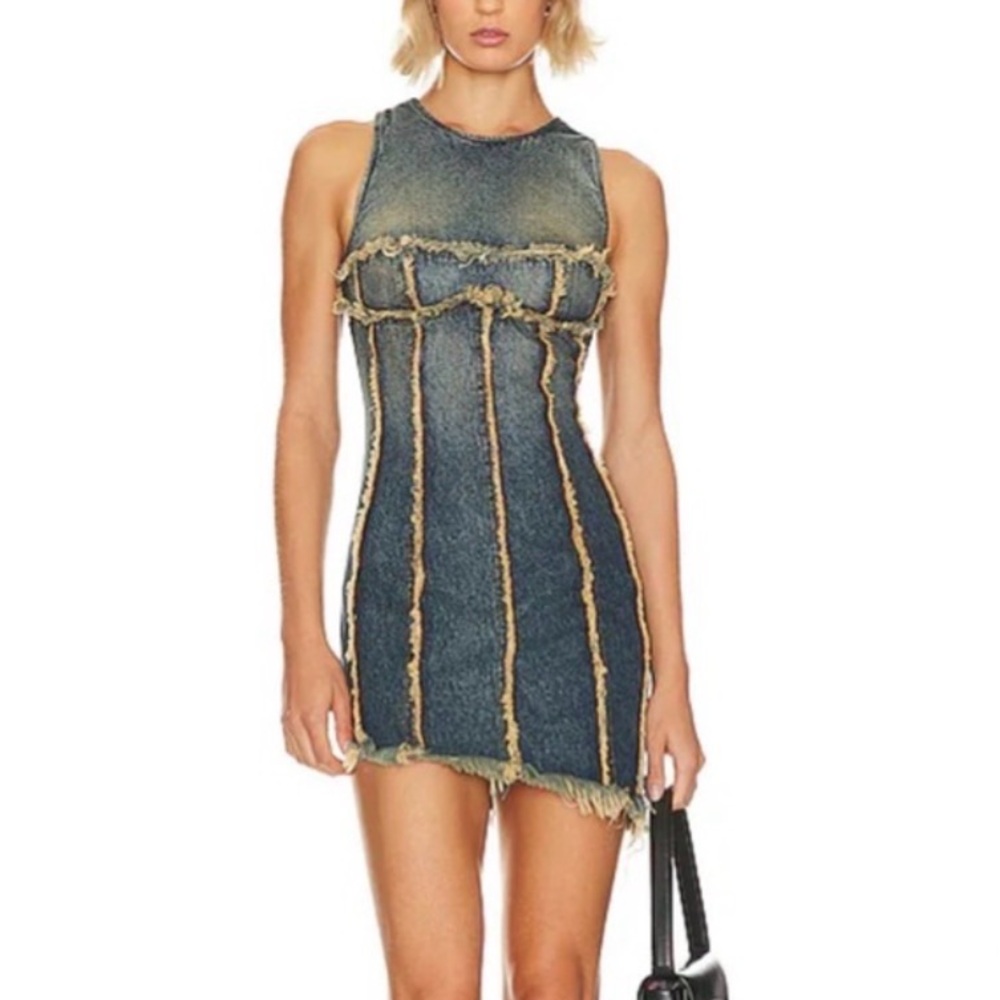 h:ours Distressed Denim Mini Dress